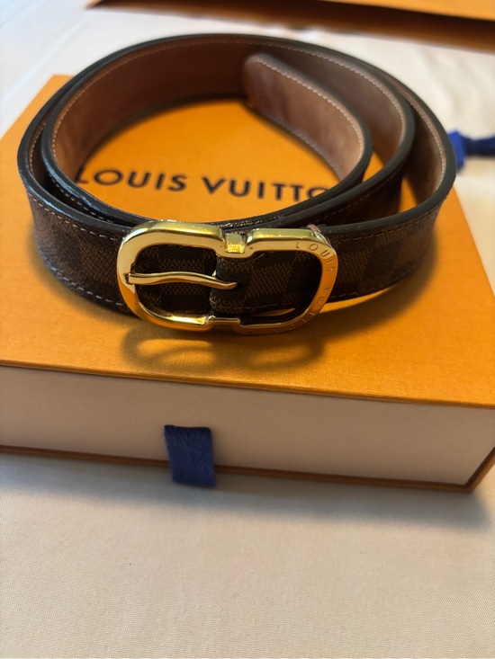 Louis Vuitton Accessories - Louis Vuitton Women’s Brown Leather Belt with Gold Buckle